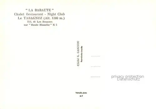 AK / Ansichtskarte Les Rousses Chalet Restaurant La Babaute Night Club Kat. Les Rousses