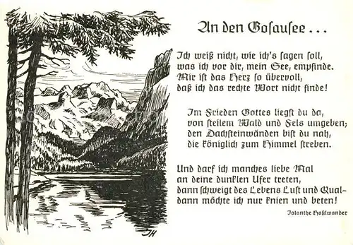 AK / Ansichtskarte Gosausee Gedich Jolanthe Hasslwander