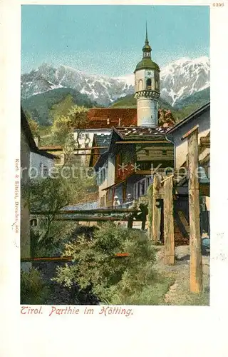 AK / Ansichtskarte Hoetting Dorfpartie am Bach Kirchturm Alpen Kat. Innsbruck