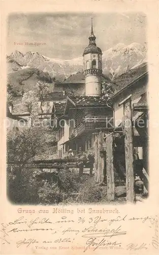 AK / Ansichtskarte Hoetting Dorfpartie am Bach Kirchturm Alpen Kat. Innsbruck