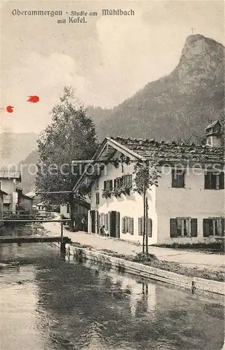 AK / Ansichtskarte Oberammergau Studie am Muehlbach mit Kofel Ammergauer Alpen Kat. Oberammergau