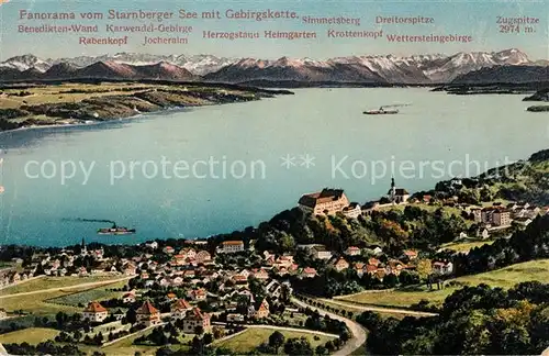 AK / Ansichtskarte Starnbergersee mit Gebirgskette aus der Vogelperspektive Kat. Starnberg