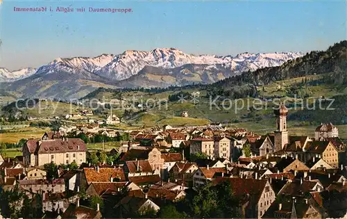 AK / Ansichtskarte Immenstadt Allgaeu Stadtpanorama mit Daumengruppe Alpen Kat. Immenstadt i.Allgaeu