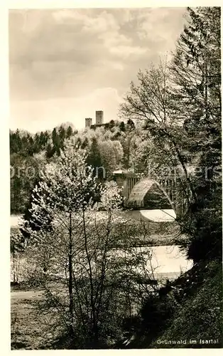 AK / Ansichtskarte Gruenwald Chiemgau Isar Bruecke Burgruine Kat. Aschau i.Chiemgau