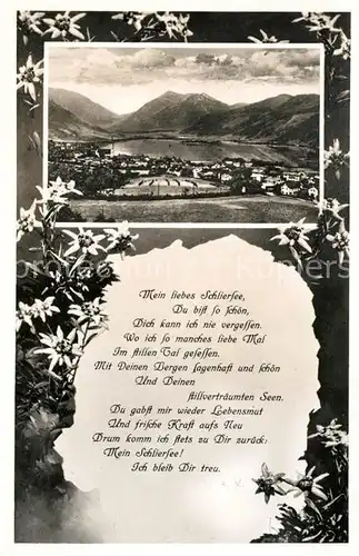 AK / Ansichtskarte Schliersee Panorama mit Alpen Gedicht Edelweiss Kat. Schliersee