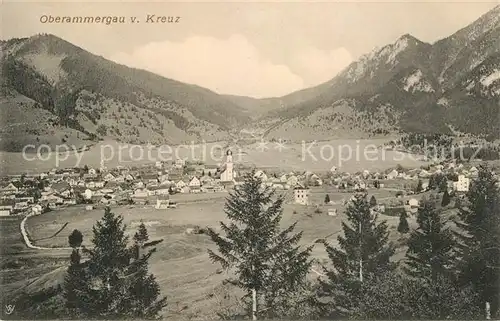 AK / Ansichtskarte Oberammergau Panorama Blick vom Kreuz Kat. Oberammergau