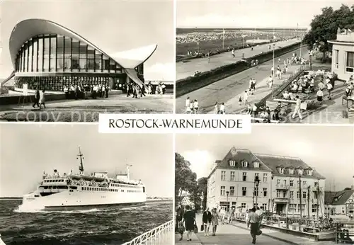 AK / Ansichtskarte Warnemuende Ostseebad Konzerthalle Uferpromenade Faehrschiff Kat. Rostock