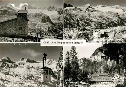 AK / Ansichtskarte Krippenstein Krippensteinkapelle Schoenberghaus Dachsteinbahn Berghaus