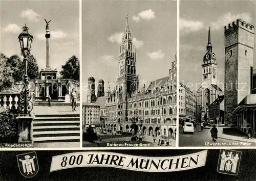 AK / Ansichtskarte Muenchen Friedensengel Rathaus Frauentuerme Loewenturm Alter Peter Kat. Muenchen