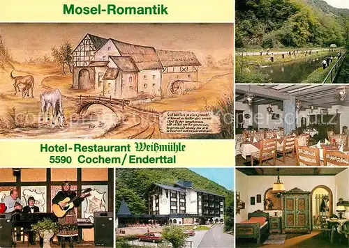 AK / Ansichtskarte Cochem Mosel Hotel Restaurant Weissmuehle Mosel Romantik Karikatur Kat. Cochem