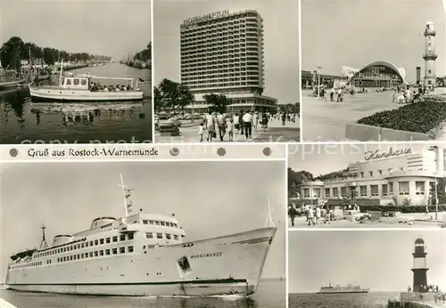 AK / Ansichtskarte Warnemuende Ostseebad Kurhaus Hotel Neptun Faehrschiff Leuchtturm Kat. Rostock