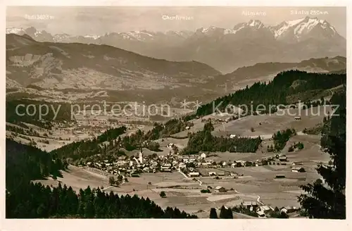 AK / Ansichtskarte Oberstaufen Panorama Blick von der Juget Alpe Rheintal Bregenzer Wald Schweizer Alpen Kat. Oberstaufen