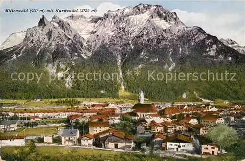 AK / Ansichtskarte Mittenwald Bayern mit Karwendel Kat. Mittenwald