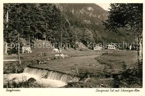 AK / Ansichtskarte Kreuth Tegernsee Bergfrieden Langenauer Tal mit Schwaiger Alm Wasserfall Kat. Kreuth