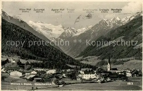 AK / Ansichtskarte Mieders Tirol Gesamtansicht mit Gletscherblick Stubaier Alpen Kat. Mieders