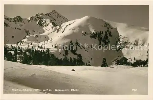 AK / Ansichtskarte Edelrautehuette Winterpanorama mit Grossem Boesenstein