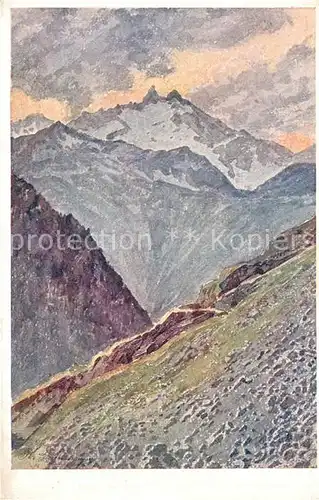 AK / Ansichtskarte Reichenspitzgruppe Talblick von der Warnsdorferhuette Kuenstlerkarte Kat. Zillertaler Alpen Gerlos