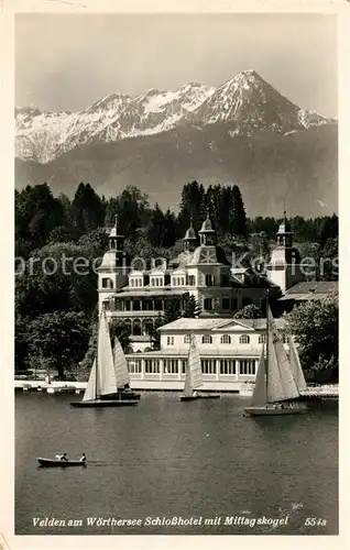 AK / Ansichtskarte Velden Woerther See Schlosshotel mit Mittagskogel Kat. Velden am Woerther See