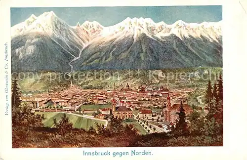 AK / Ansichtskarte Innsbruck Panorama Blick gegen Norden Kuenstlerkarte Kat. Innsbruck