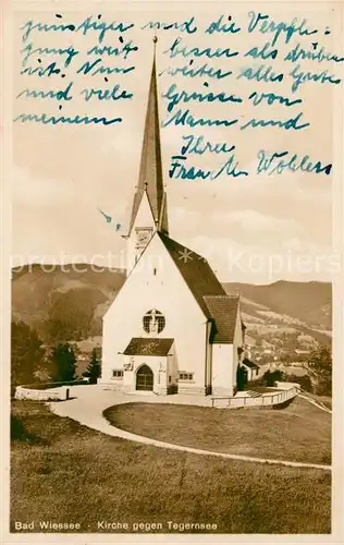 AK / Ansichtskarte Bad Wiessee Kirche gegen Tegernsee Kat. Bad Wiessee