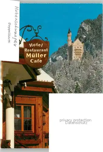 AK / Ansichtskarte Hohenschwangau Teilansicht Schloss Hotel Restaurant Mueller  Kat. Schwangau