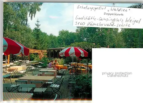 AK / Ansichtskarte Lehrte Hannover Gaststaette Camping Weigel Garten Terrasse Kat. Lehrte