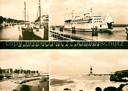 AK / Ansichtskarte Warnemuende Ostseebad Leuchtturm Faehrschiff Hafen Kat. Rostock