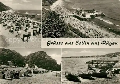 AK / Ansichtskarte Sellin Ruegen Fliegeraufnahme Strand Bootsanlegestelle Kat. Sellin Ostseebad