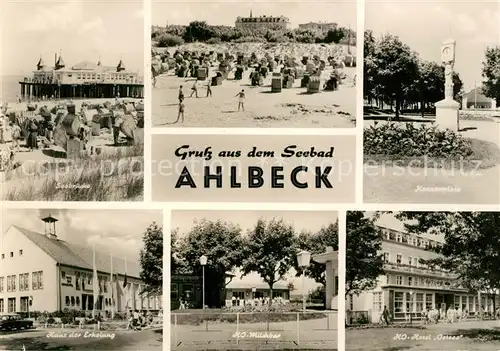 AK / Ansichtskarte Ahlbeck Ostseebad Seebruecke Konzertplatz HO Milchbar Hotel Ostsee Haus der Erholung Kat. Heringsdorf Insel Usedom