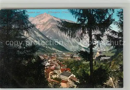 AK / Ansichtskarte Landeck Tirol Durchblick auf die Stadt mit Blick zur Silberspitze Kat. Landeck