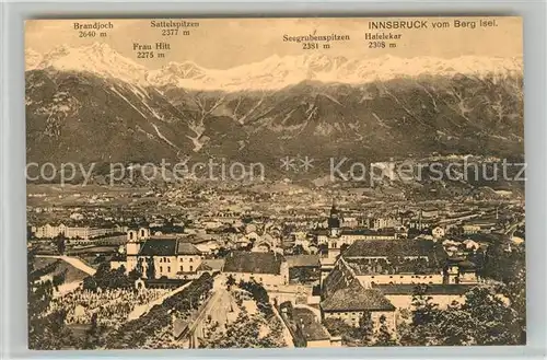AK / Ansichtskarte Innsbruck Stadtpanorama vom Berg Isel Blick zur Nordkette Kat. Innsbruck