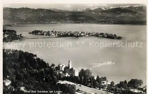 AK / Ansichtskarte Lindau Bodensee Hotel Bad Schachen Fliegeraufnahme Kat. Lindau (Bodensee)