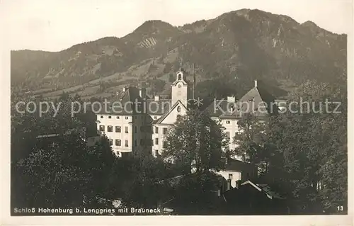 AK / Ansichtskarte Lenggries Schloss Hohenburg mit Brauneck Kat. Lenggries