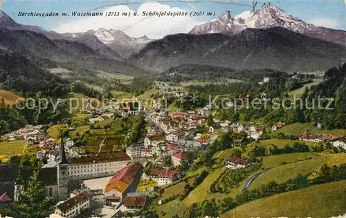 AK / Ansichtskarte Berchtesgaden mit Watzmann und Schoenfeldspitze Kat. Berchtesgaden