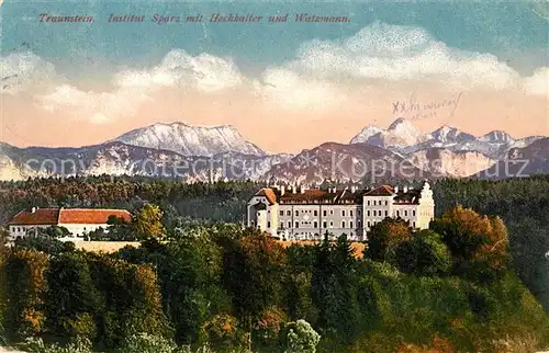 AK / Ansichtskarte Traunstein Oberbayern Institut Sparz mit Hochkalter und Watzmann Kat. Traunstein