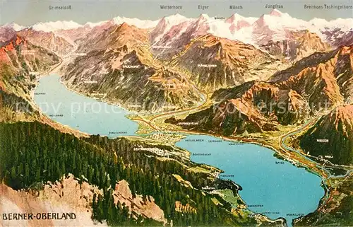 AK / Ansichtskarte Berner Oberland Panoramakarte Kat. Grindelwald