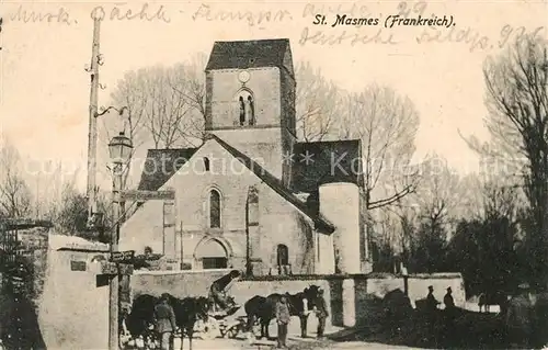 AK / Ansichtskarte Saint Masmes Kirche Pferdefuhrwerk Kat. Saint Masmes