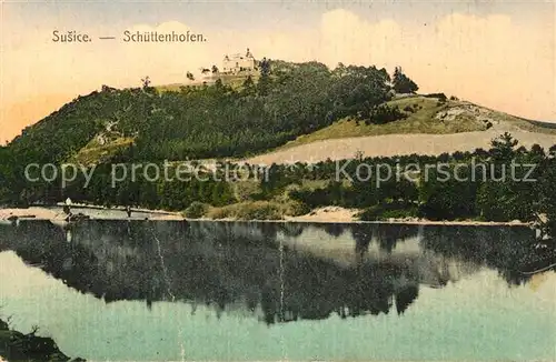AK / Ansichtskarte Susice Blick ueber den Fluss zum Schloss Kat. Tschechische Republik