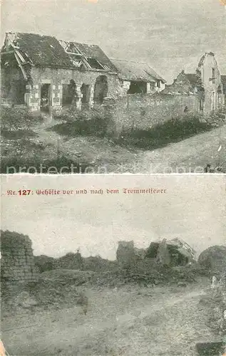 AK / Ansichtskarte La Ville aux Bois Bauerngehoefte vor und nach dem Trommelfeuer 1. Weltkrieg Nr 127 Kat. La Ville aux Bois