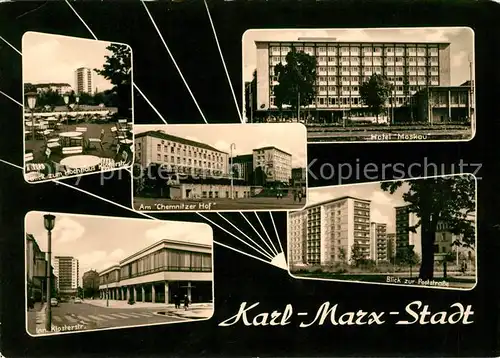 AK / Ansichtskarte Karl Marx Stadt Chemnitzer Hof Hotel Moskau Klosterstrasse Peststrasse Kat. Chemnitz