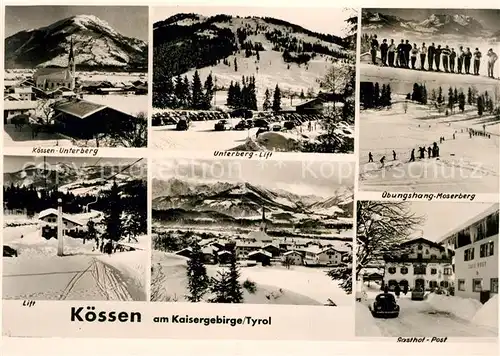 AK / Ansichtskarte Koessen Tirol Unterberg Lift uebungshang Moserberg Asthof Post Winter Kat. Koessen
