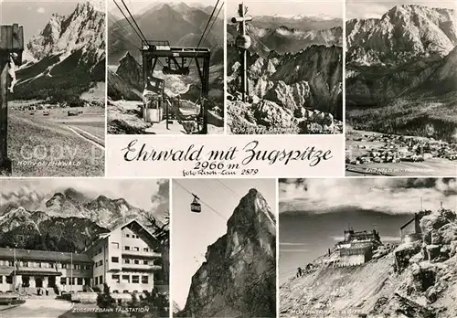 AK / Ansichtskarte Ehrwald Tirol Zugspitze Zugspitzbahn Talstation Ostgipfel Muenchnerhaus