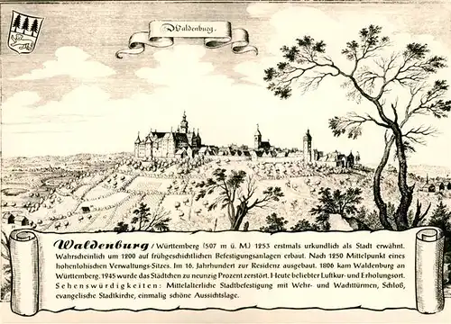AK / Ansichtskarte Waldenburg Wuerttemberg Burg Merian Stich Kat. Waldenburg