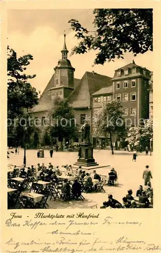 AK / Ansichtskarte Jena Thueringen Marktplatz mit Hanfried Denkmal