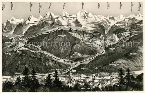 AK / Ansichtskarte Berner Oberland Panoramakarte Kat. Grindelwald