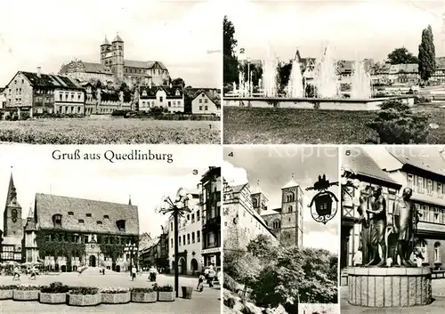 AK / Ansichtskarte Quedlinburg Schloss Stiftskirche Burggarten Rathaus Muenzenberger Musikanten Kat. Quedlinburg