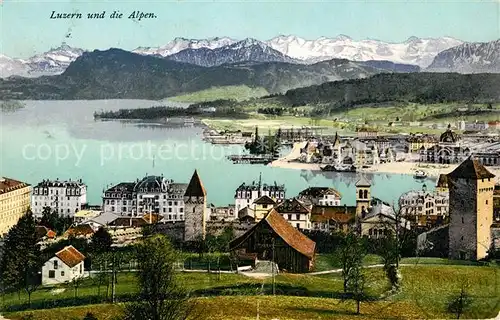 AK / Ansichtskarte Luzern LU Panorama mit Alpenblick Kat. Luzern