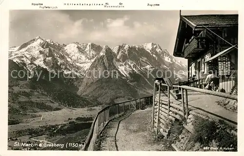 AK / Ansichtskarte St Martin Grasberg mit Hoellentalspitzen Waxenstein Zugspitze Kat. Garmisch Partenkirchen