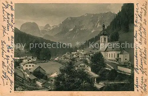AK / Ansichtskarte Ramsau Berchtesgaden Panorama mit Kirche Kat. Ramsau b.Berchtesgaden