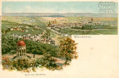 AK / Ansichtskarte Wiesbaden Panorama Blick vom Neroberg Litho Kat. Wiesbaden